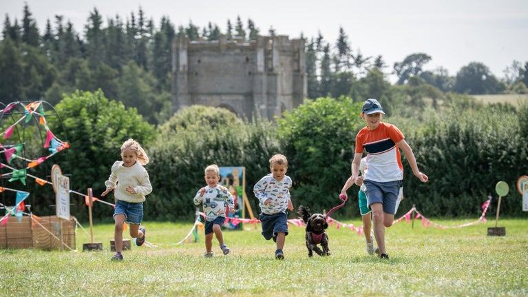 Kids enjoying Summer of Play activities at Fountains Abbey, Yorkshire